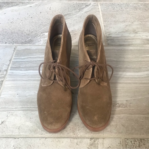 Johnston & Murphy Brown Suede Lace Up Bootie, Size 8M Women. - Picture 2 of 9